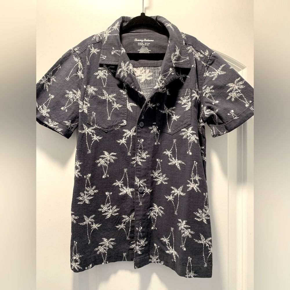 Tommy Bahama cotton button up short sleeve palm trees shirt